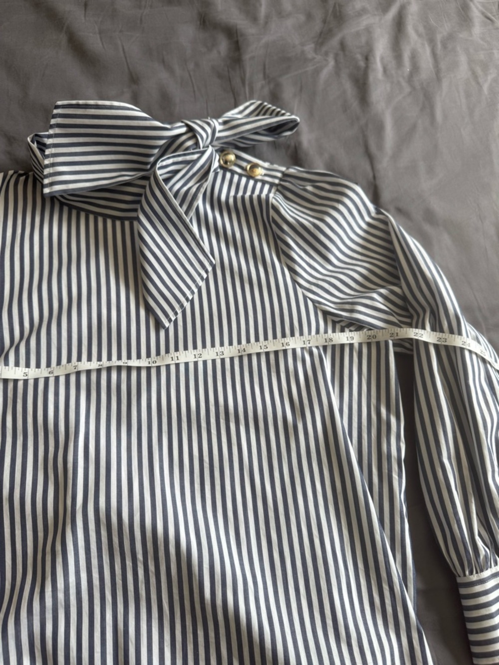 Sezane Coleta Shirt - Sézane X Mdlo Ecru/ Blue Stripes - Size 14 - Picture 4 of 6